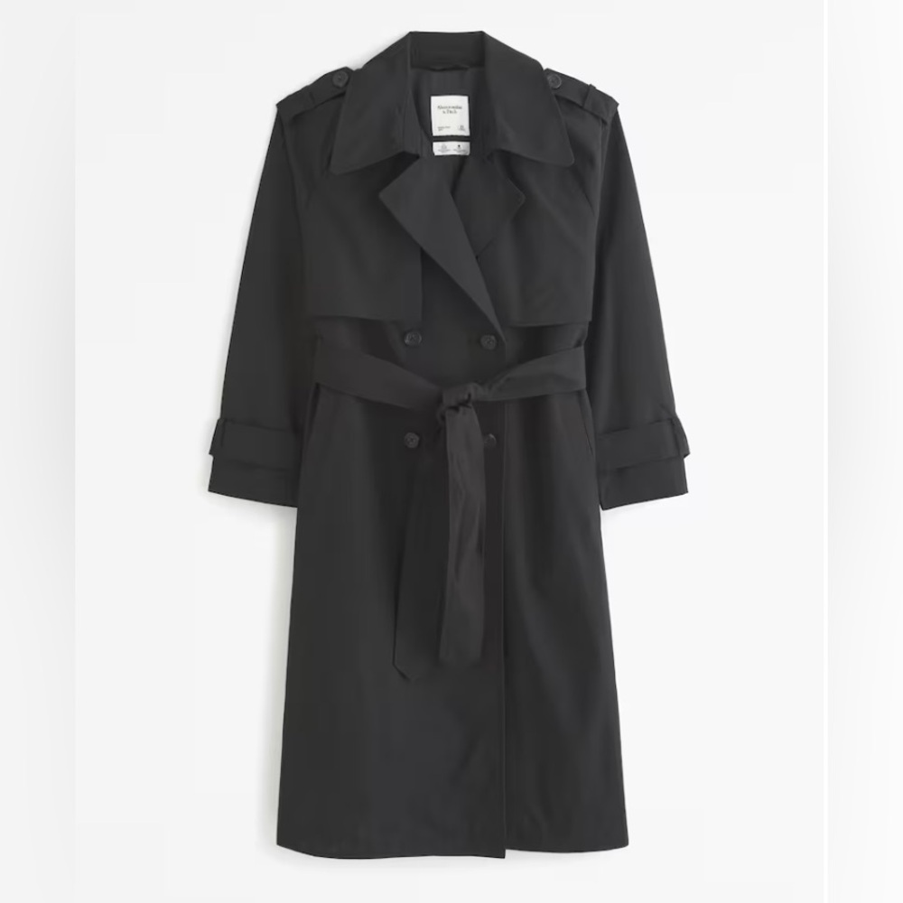 Abercrombie classic trench coat in black size XXL no belt